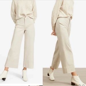 NWT Everlane Wide Leg Crop High Rise Zipper Close Workwear Pants Beige Size 12